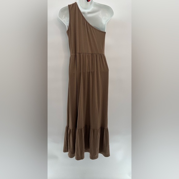 ZESICA Women's Boho One Shoulder Sleeveless Smocked Side Split Ruffle Swing Midi - Picture 6 of 6